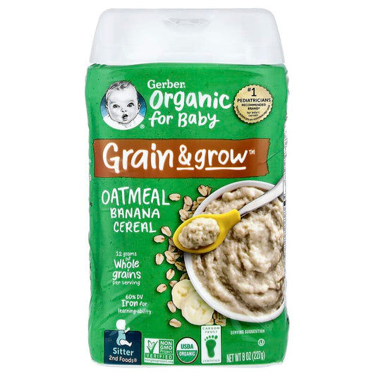 Gerber, Organic for Baby, Grain & Grow™, 2nd Foods, Oatmeal Banana Cereal, 8 oz (227 g)