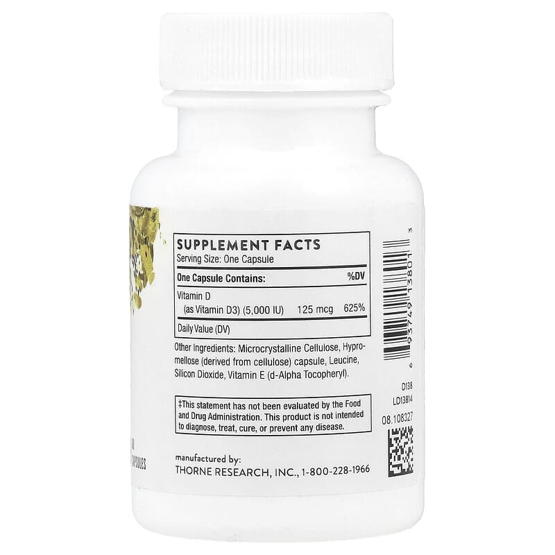 Thorne, D-5,000, 125 mcg (5,000 IU), 60 Capsules