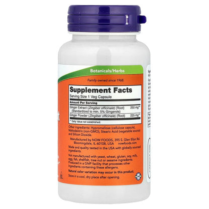 NOW Foods, Ginger Root Extract, 250 mg, 90 Veg Capsules