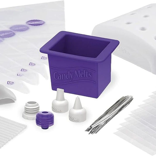 Wilton Candy Melts Dip N Decorate Candy Making Tools and Cake Pop Decorating Kit, 49 Piece, White, Purple