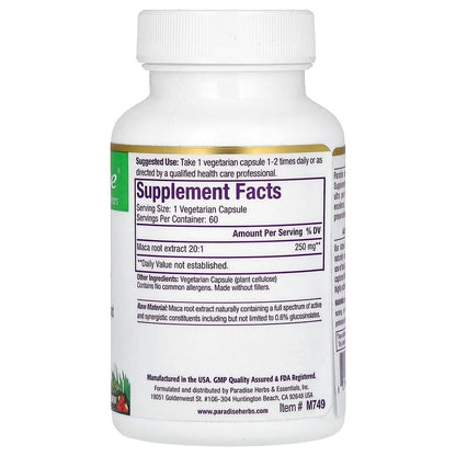 Paradise Herbs, Maca, 250 mg, 60 Vegetarian Capsules