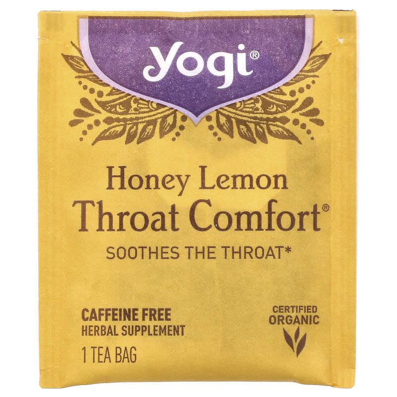 Yogi Tea, Throat Comfort®, Honey Lemon, Caffeine Free, 16 Tea Bags, 1.12 oz (32 g)