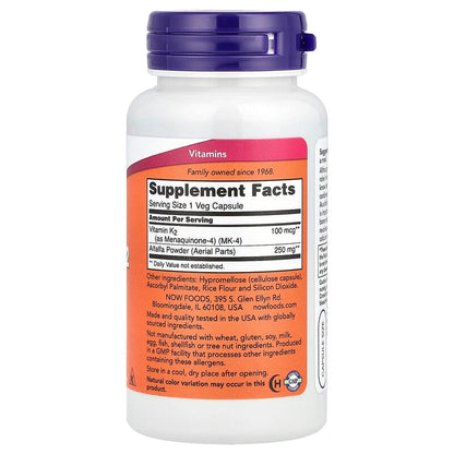 NOW Foods, Vitamin K-2, 100 mcg, 100 Veg Capsules