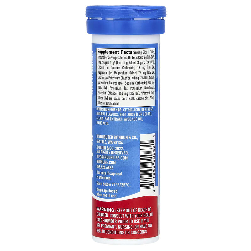 Nuun, Sport Hydration, Effervescent Electrolyte Drink, Fruit Punch, 10 Tablets
