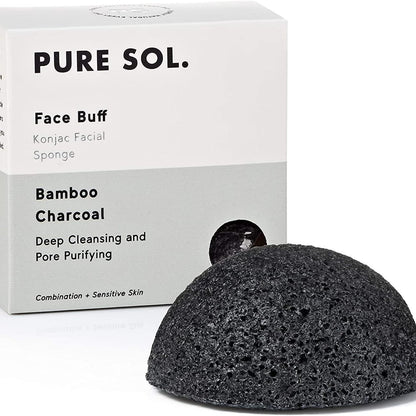 pureSOL Konjac Facial Sponge with Activated Charcoal