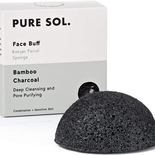 pureSOL Konjac Facial Sponge with Activated Charcoal