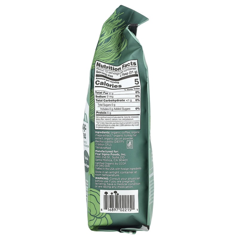 Four Sigmatic, Gut Health, Organic Coffee with Probiotics and Turkey Tail Mushroom, Ground, Medium Roast, 10 oz (283 g)