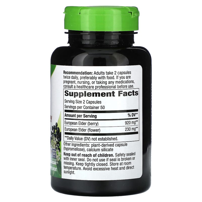 Nature's Way, Black Elderberry, 1,150 mg, 100 Vegan Capsules (575 mg per Capsule)