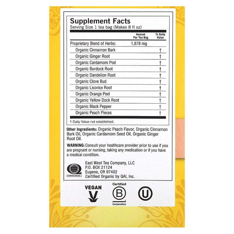 Yogi Tea, Peach DeTox, Caffeine Free, 16 Tea Bags, 1.12 oz (32 g)