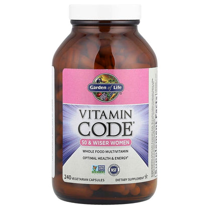 Garden of Life, Vitamin Code®, Whole Food Multivitamin for Women, 50 & Wiser, 240 Vegetarian Capsules