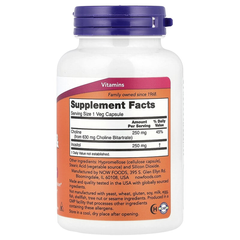 NOW Foods, Choline & Inositol, 100 Veg Capsules