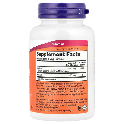 NOW Foods, Choline & Inositol, 100 Veg Capsules