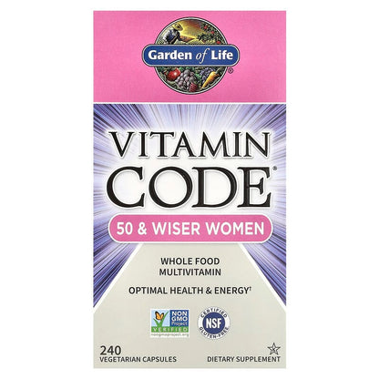 Garden of Life, Vitamin Code®, Whole Food Multivitamin for Women, 50 & Wiser, 240 Vegetarian Capsules