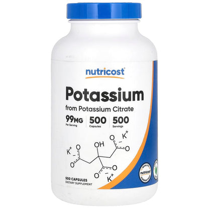 Nutricost, Potassium , 99 mg, 500 Capsules By Nutricost