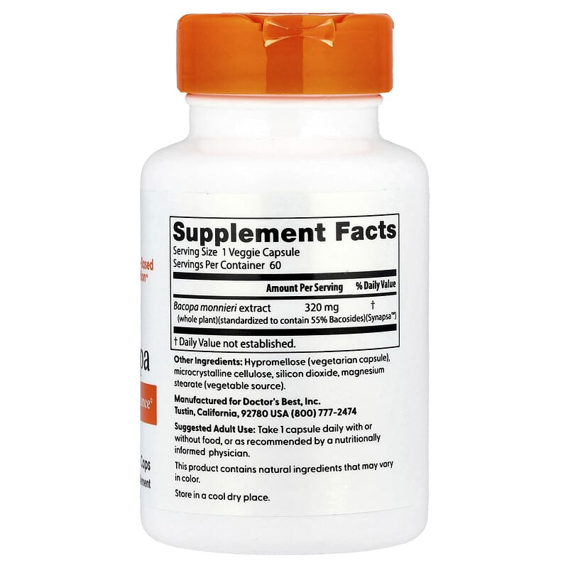 Doctor's Best, Bacopa , 320 mg, 60 Veggie Caps