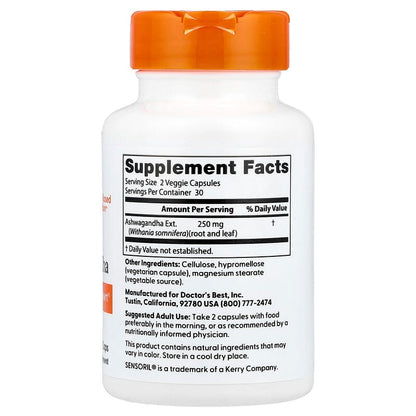 Doctor's Best, Ashwagandha, 60 Veggie Caps (125 mg per Capsule)