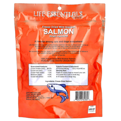 Cat-Man-Doo, Life Essentials, Freeze Dried Wild Alaskan Salmon, For Cats and Dogs, 5 oz (142 g)