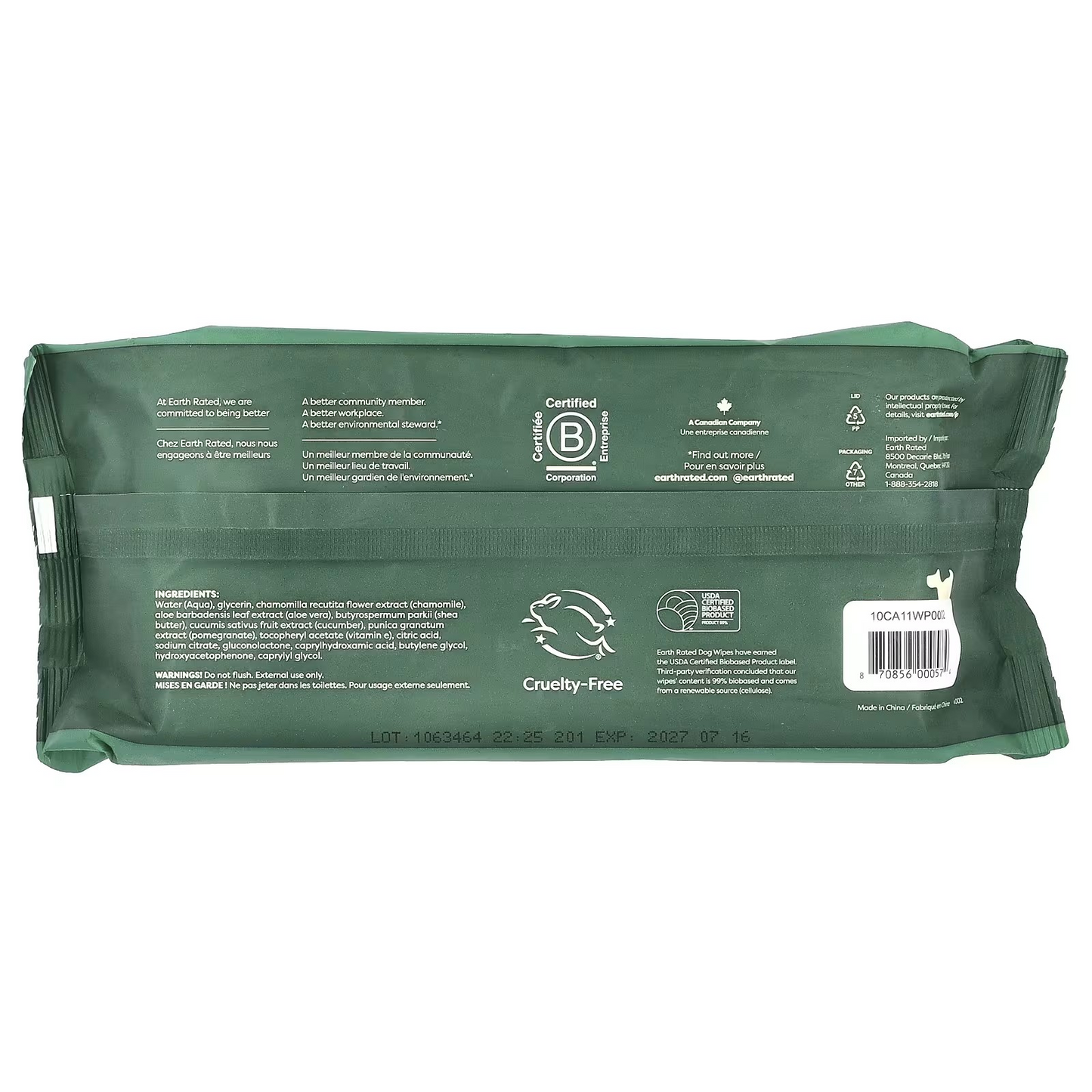 Earth Rated, Dog Wipes, Unscented, 100 Wipes