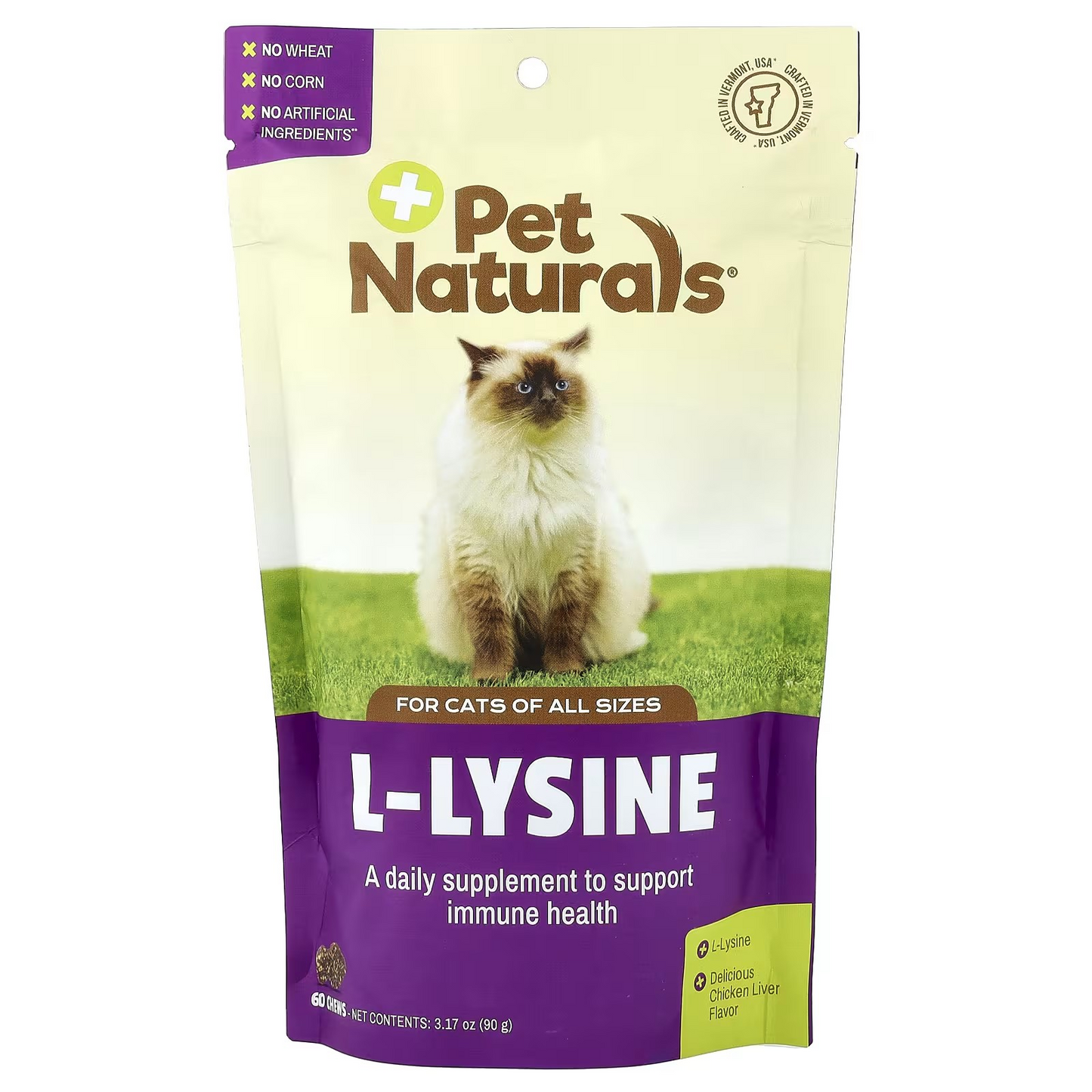 Pet Naturals, L-Lysine, For Cats, All Sizes, Chicken Liver, 60 Chews, 3.17 oz (90 g)